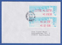 Frankreich ATM Vogelzug Aut. LISA  FRF / EUR 2 Werte Auf Brief, O FREYMING 1999 - Other & Unclassified