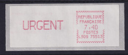 Frankreich ATM Crouzet LS09 75513 WERTFEHLDRUCK URGENT 7,40 (statt 7,20) ** - Andere & Zonder Classificatie