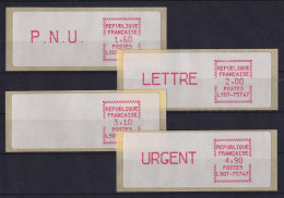 Frankreich ATM Crouzet LS07-75747 Satz 4. Tarif, Spitze Ecken, Mittelrosa - Autres & Non Classés