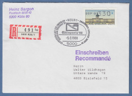 ATM Berlin Wert 330 Auf R-Brief Mit Sonder-O KÖLN 5.3.88 Cöllnposta `88 - Andere & Zonder Classificatie