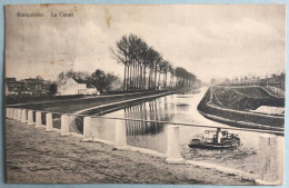 Ronquieres  1914/1918   Le Canal Au Verso Oblitération Et Cachet De Contrôle Militaire - Braine-le-Comte