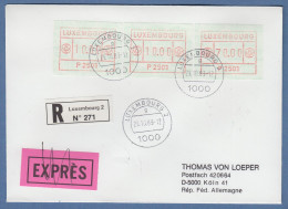 Luxemburg ATM P2501 Werte 10 - 10 - 70  Auf R-Brief Nach D, O 29.10.83 - Postage Labels