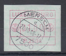 Luxemburg ATM P2504 Wert 1.00 In Graulila Mit Voll-O MERSCH 21.10.88 - Frankeervignetten