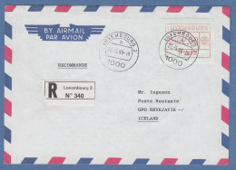 Luxemburg ATM P2506 Wert 62.00 Auf R-FDC Nach Island, O 22.5.86 - Frankeervignetten