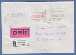 Luxemburg ATM P2507 Werte 84.00 Und 08.00 Auf R-Expr.-Brief Nach D. FDC 22.5.86 - Viñetas De Franqueo