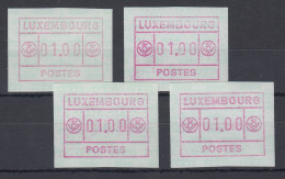 Luxemburg ATM Kleines POSTES Mi.-Nr. 2  Lot 4 ATM Farbtönungen / Zifferntypen  - Postage Labels