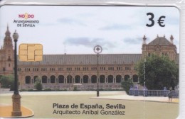 P-605 TARJETA DE LA PLAZA DE ESPAÑA DE SEVILLA DE 3 EUROS Y FECHA DEL 04/10   (NUEVA-MINT) - Emisiones Privadas