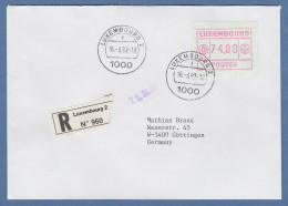 Luxemburg ATM Kl. POSTES Mi.-Nr. 2 Wert 74.00 Auf R-FDC Nach D,  O 16.3.92 - Postage Labels