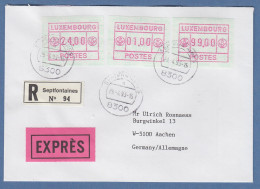 Luxemburg ATM Gr. POSTES Mi.-Nr. 3 Wert 24.00 - 01.00 - 99.00 Auf R-Expressbrief - Automatenmarken