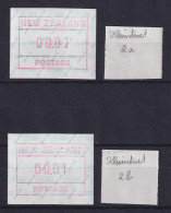 Neuseeland Frama-ATM 2. Ausg. 1986 Zifferntype 2a Und 2b Je Kleinwert ** - Lots & Serien