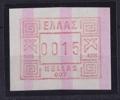 Griechenland Frama-ATM Mit ENDSTREIFEN, Aut.-Nr. 007 Wert 0015 ** - Automatenmarken [ATM]