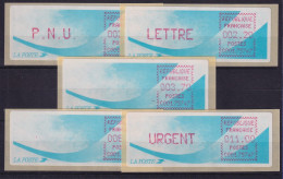 Frankreich ATM C001.75747 Papier Komet Satz 5 Werte Tarif 9a Mit URGENT 11,00 Fr - Autres & Non Classés