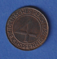 Deutsches Reich Kursmünze 4 Reichspfennig 1932 D - Sonstige & Ohne Zuordnung