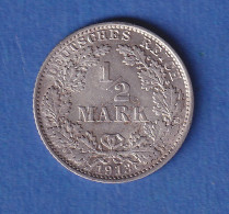 Deutsches Kaiserreich Silber-Kursmünze 1/2 Mark 1913 E Vz - Autres & Non Classés