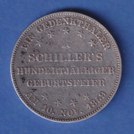 Frankfurt Silbermünze 1 Taler 100. Geburtstag Von Friedrich Schiller 1859 - Other & Unclassified