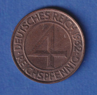 Deutsches Reich Kursmünze 4 Reichspfennig 1932 A - Andere & Zonder Classificatie