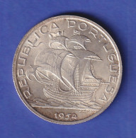 Portugal Silbermünze 10 Escudos Segelschiff 1954 - Portugal