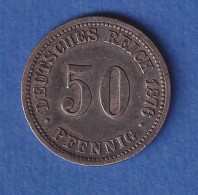 Deutsches Kaiserreich Silber-Kursmünze 50 Pfennig 1876 B Vz - Andere & Zonder Classificatie