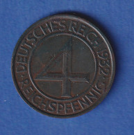 Deutsches Reich Kursmünze 4 Reichspfennig 1932 G - Andere & Zonder Classificatie