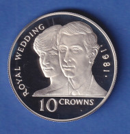 Turks And Caicos 1981 Hochzeit Von Prinz Charles Und Lady Diana 10 Crowns Ag925 - Sonstige – Amerika