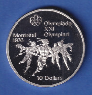 Kanada,10 Dollar Olympia-Silbermünze Montreal 1976, Lacrossespieler 48,4g Ag925 - Canada