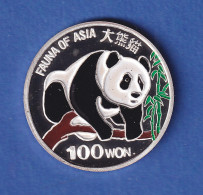 Nordkorea 1999 Silbermünze 100 Won Pandas Teilkoloriert 7g Ag999 PP - Altri – Asia