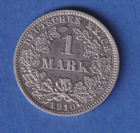 Deutsches Kaiserreich Silber-Kursmünze 1 Mark 1910 D Vz - Autres & Non Classés