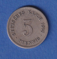 Deutsches Reich Kursmünze 5 Pfennig 1876 D Ss - Andere & Zonder Classificatie