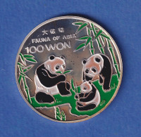 Nordkorea 1998 Silbermünze 100 Won Pandas Teilkoloriert 7g Ag999 PP - Sonstige – Asien