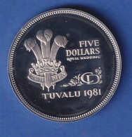 Tuvalu 1981 Hochzeit Von Prinz Charles Und Lady Diana 5 Dollars Ag925 - Sonstige – Ozeanien