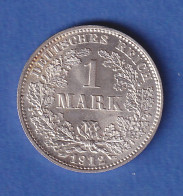 Deutsches Kaiserreich Silber-Kursmünze 1 Mark 1912 E Stg - Autres & Non Classés