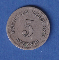 Deutsches Reich Kursmünze 5 Pfennig 1875 J Ss - Autres & Non Classés