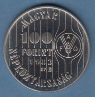 Ungarn 1983 Gedenkmünze 100 Forint FAO  Getreideähren PP - Hungary