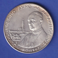Silbermedaille Papst Paul VI. - 50 Jahre Marienerscheinung In Fatima 1967 - Non Classés