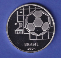 Brasilien 2004 Silbermünze 2 Reais Fußball-Weltmeisterschaft 2006 PP - Otros – América