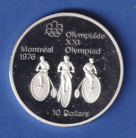 Kanada,10 Dollar Olympia-Silbermünze Montreal 1976 Hochradfahrer 48,4g Ag925 - Canada