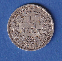 Deutsches Kaiserreich Silber-Kursmünze 1/2 Mark 1913 G Vz - Other & Unclassified