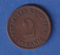 Deutsches Reich Kursmünze 2 Pfennig 1876 D Ss - Andere & Zonder Classificatie