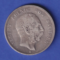 Sachsen Silbermünze 5 Mark König Albert 1876 E - Other & Unclassified
