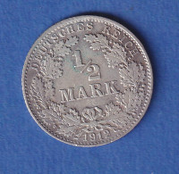 Deutsches Kaiserreich Silber-Kursmünze 1/2 Mark 1912 D Vz - Otros & Sin Clasificación