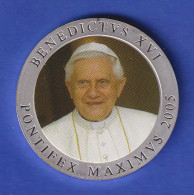 Medaille Papst Benedikt XVI. PONTIFEX MAXIMUS 2005, Coloriert  - Autres & Non Classés