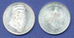 Bundesrepublik 5DM Silber-Gedenkmünze 1968, Johannes Gutenberg - 5 Mark