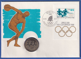 Offiz. DDR-Numisbrief Mit 10 Mark Gedenkmünze Olympiade 1988 U. DDR Block 94 - Sonstige & Ohne Zuordnung