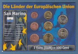 San Marino, Kpl. Euro-Kursmünzensatz 1Cent - 2€uro 8 Nominale Versch. Jahrgänge - Saint-Marin