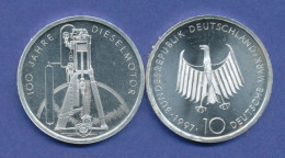 Bundesrepublik 10DM Silber-Gedenkmünze 1997, 100 Jahre Dieselmotor - 10 Marcos