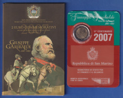 San Marino 2-Euro Gedenkmünze 2007 Giuseppe Garibaldi Stgl Im Folder  - San Marino