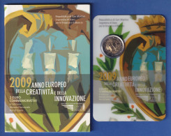 San Marino 2-Euro Gedenkmünze 2009 Kreativität Und Innovation Stgl Im Folder  - Saint-Marin