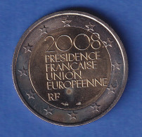Frankreich 2008 2-Euro-Sondermünze Präsidentschaft  Europ.Union Bankfr. Unzirk.  - Autres & Non Classés