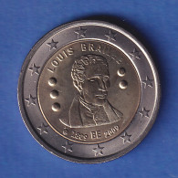 Belgien 2009 2-Euro-Sondermünze 200.Geburtstag V. Louis Braille Bankfr. Unzirk.  - Andere & Zonder Classificatie