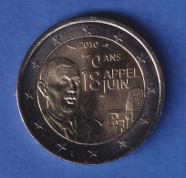 Frankreich 2010 2-Euro-Sondermünze Aufruf Vom 18.Juni.1940 Bankfr. Unzirk.  - Other & Unclassified